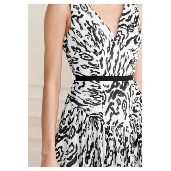 SELF-PORTRAIT Leopard Print Plisse Mini Dress Black White Sz 4 NWT $455 {3O52} - Picture 4 of 5